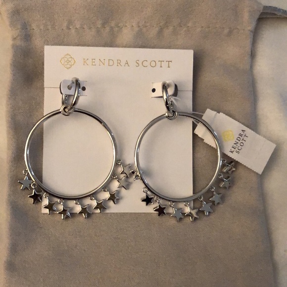 Kendra Scott Sloane Silver Tone Star Open Frame Convertible Hoop Earrings NWT - Picture 12 of 13